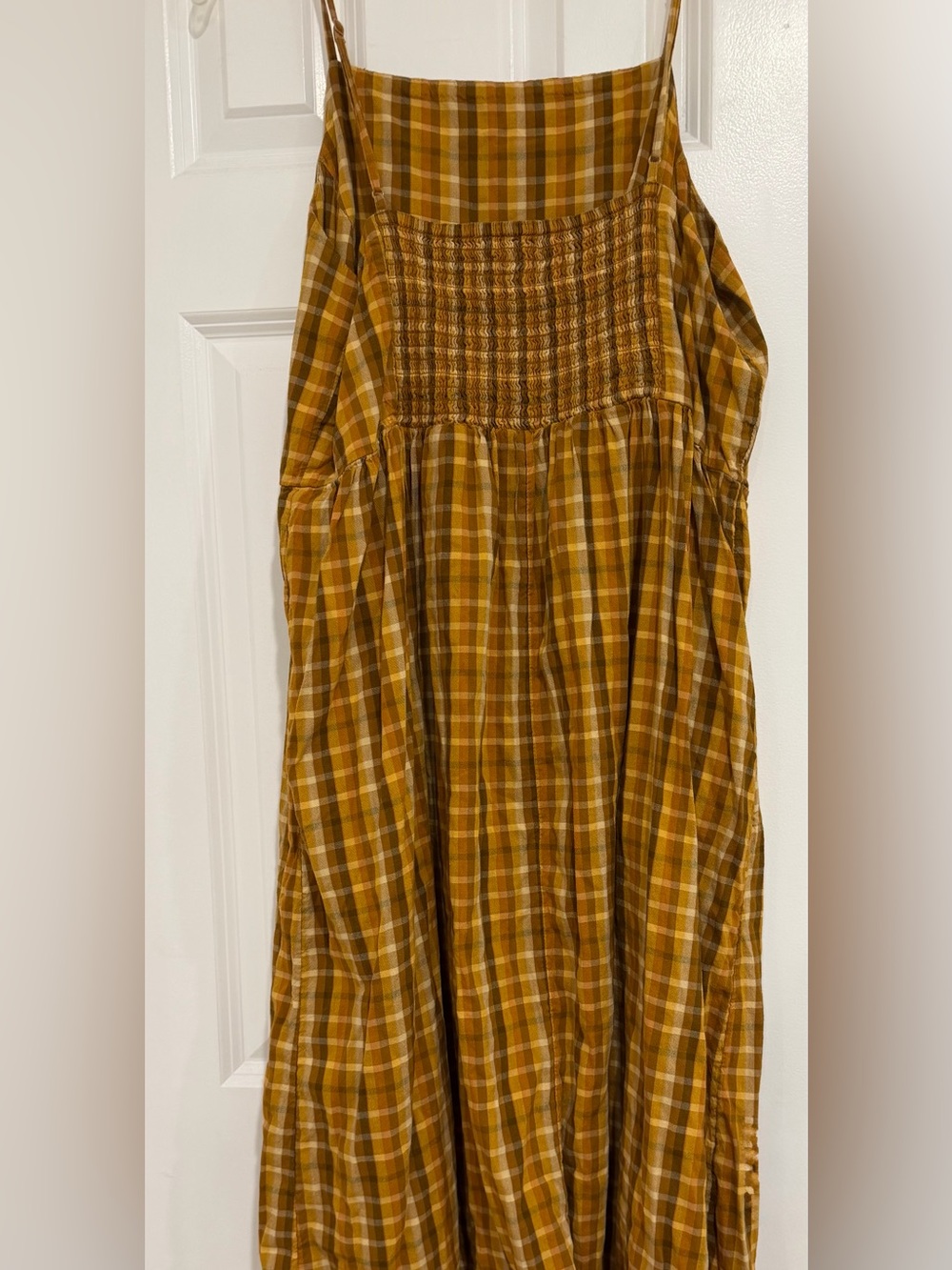 Old Navy Mustard Plaid Midi Sundress - Picture 2 of 3